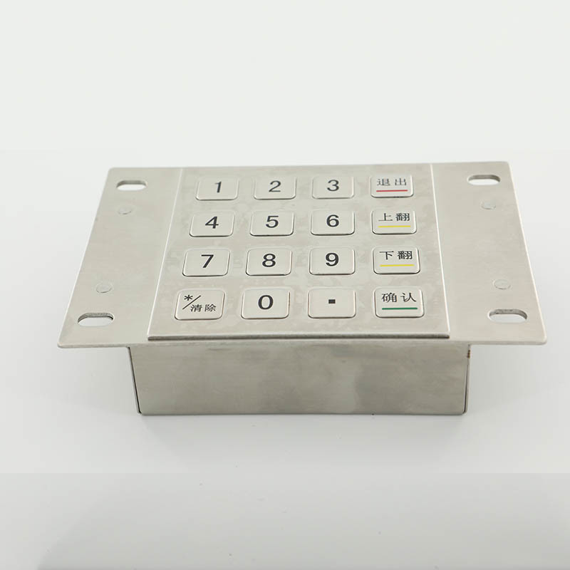 IP65 กันน้ำ ATM Pin Pad 304 สแตนเลสสำหรับตู้ชำระเงิน EPP 16 คีย์