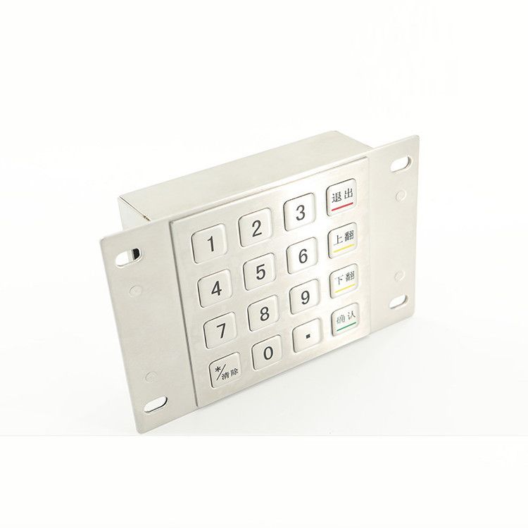 IP65 สแตนเลสกันน้ำเข้ารหัสโลหะ EPP Pin Pad 16 คีย์สำหรับตู้ชำระเงิน