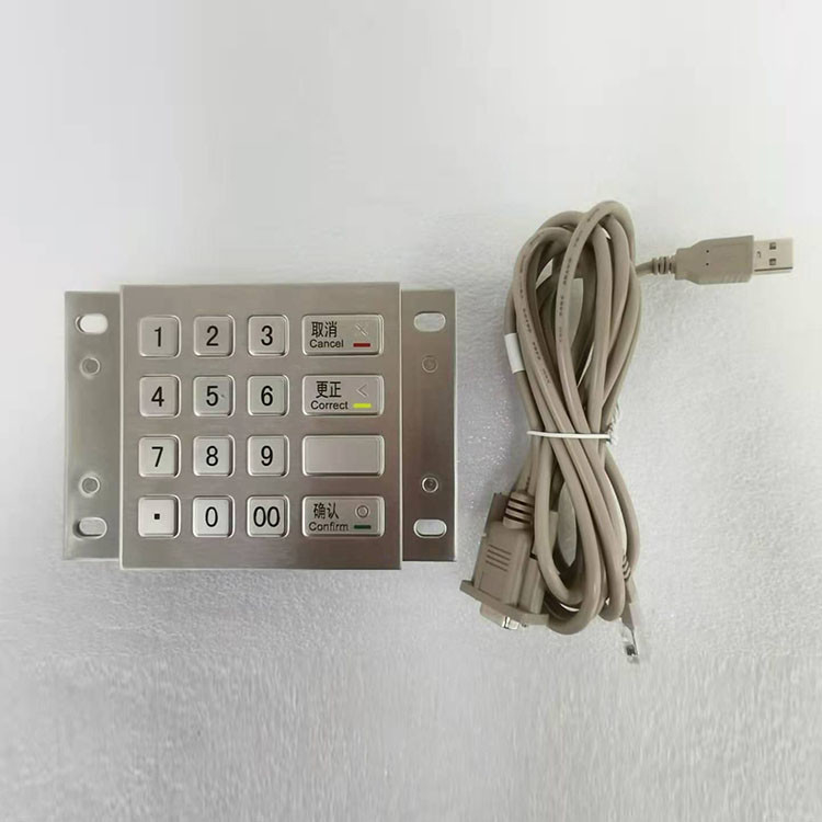 ตู้ ATM ชำระเงิน Pin Pad DES 3DES โลหะเข้ารหัสสแตนเลสพร้อม 16 คีย์