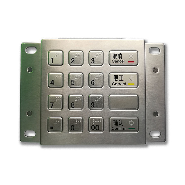 ตู้ ATM ชำระเงิน Pin Pad DES 3DES โลหะเข้ารหัสสแตนเลสพร้อม 16 คีย์