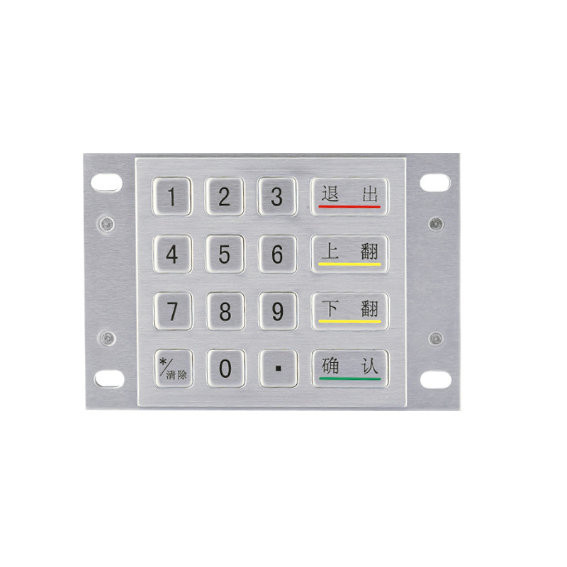 DES 3DES การเข้ารหัส 4x4 สแตนเลส โลหะ EPP Pin Pad สําหรับการชําระเงิน