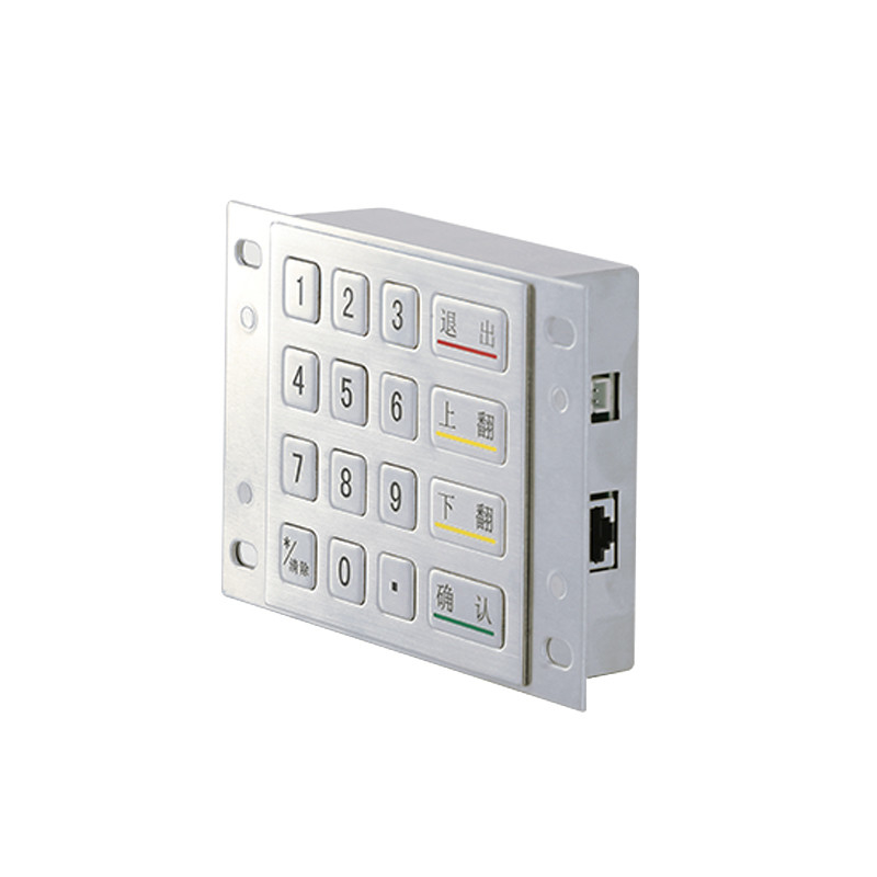 DES 3DES การเข้ารหัส 4x4 สแตนเลส โลหะ EPP Pin Pad สําหรับการชําระเงิน