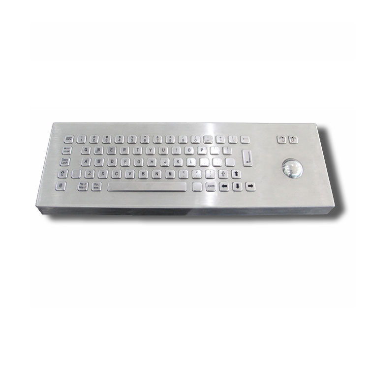 65 คีย์ Desktop IK07 IP65 คีย์บอร์ดอุตสาหกรรมสแตนเลส พร้อม Trackball สําหรับ Kiosk เซลฟ์เซอร์วิส