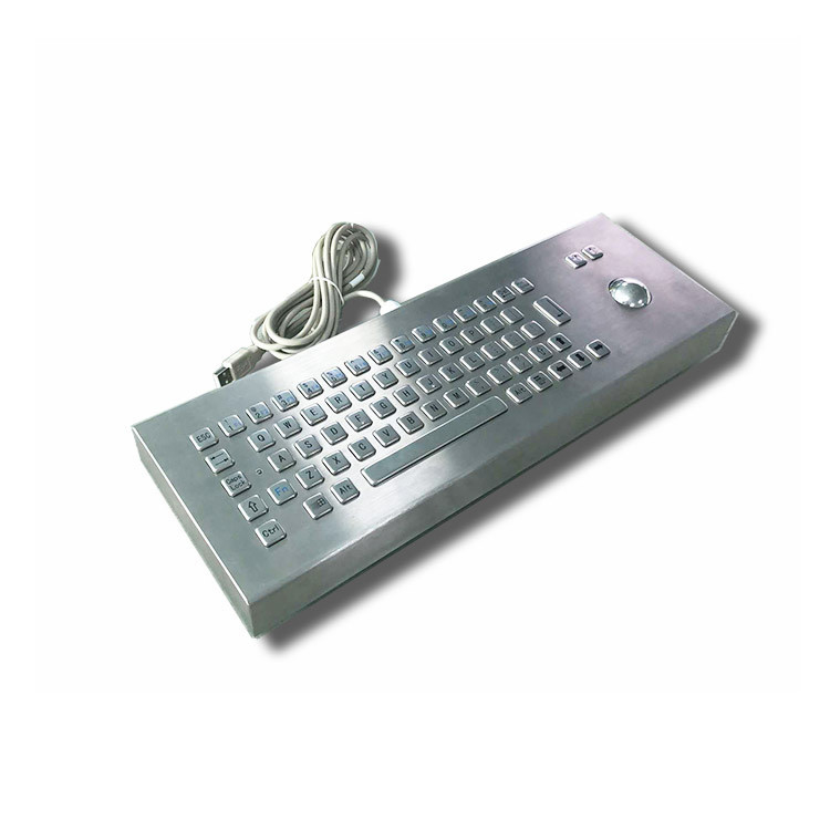 65 คีย์ Desktop IK07 IP65 คีย์บอร์ดอุตสาหกรรมสแตนเลส พร้อม Trackball สําหรับ Kiosk เซลฟ์เซอร์วิส