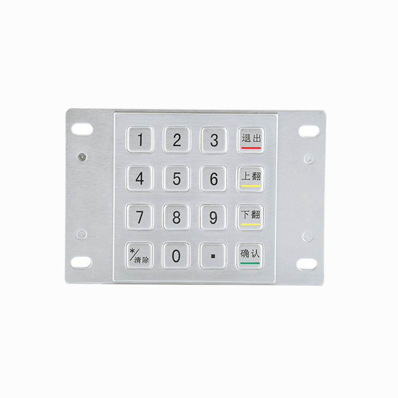 กันน้ํา 304 สแตนเลส ปิดรหัส Pin Pad Kiosk การชําระเงิน IP65 ปิดรหัสคีย์พัดโลหะกับ 16 คีย์