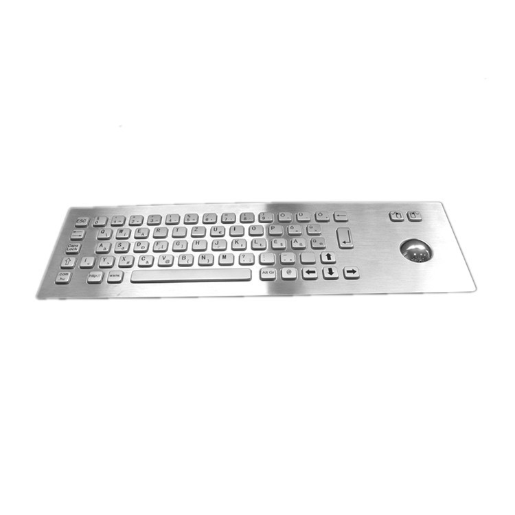 คีย์บอร์ดโลหะสแตนเลสประเภทอุตสาหกรรม IP65 พร้อมอุปกรณ์การใส่ Trackball สําหรับคียอสค์บริการตนเอง