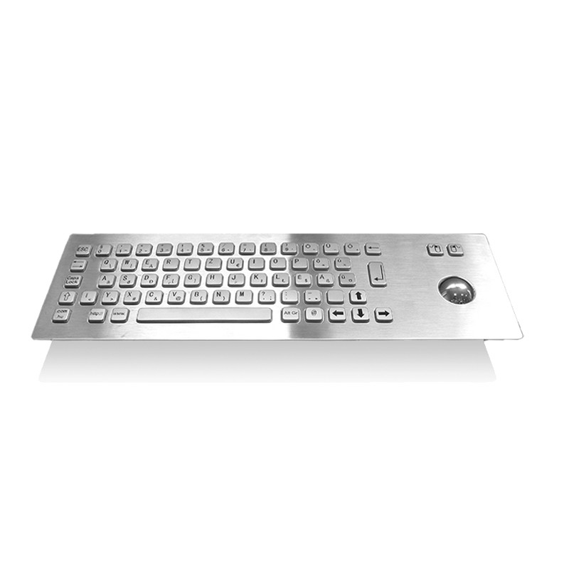 คีย์บอร์ดโลหะสแตนเลสประเภทอุตสาหกรรม IP65 พร้อมอุปกรณ์การใส่ Trackball สําหรับคียอสค์บริการตนเอง