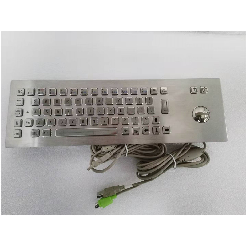 คีย์บอร์ดโลหะสแตนเลสประเภทอุตสาหกรรม IP65 พร้อมอุปกรณ์การใส่ Trackball สําหรับคียอสค์บริการตนเอง