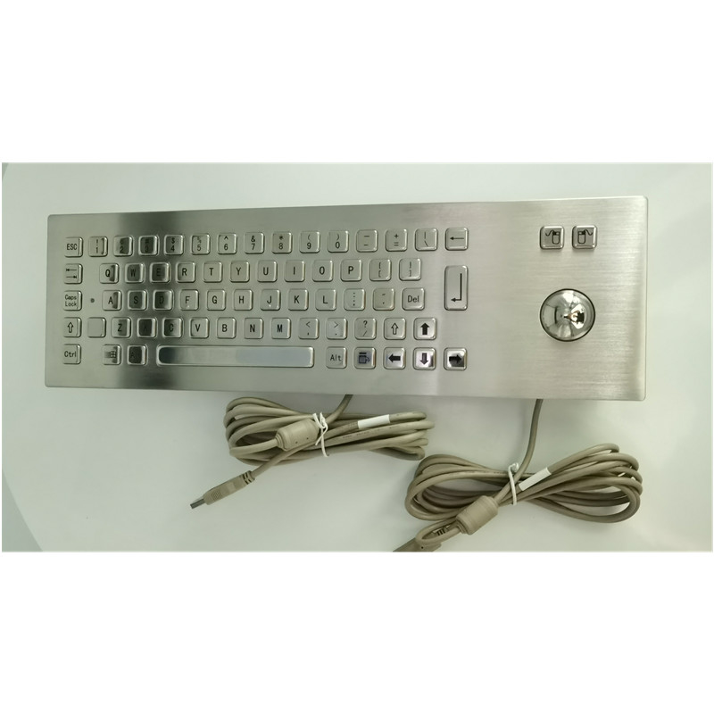คีย์บอร์ดโลหะสแตนเลสประเภทอุตสาหกรรม IP65 พร้อมอุปกรณ์การใส่ Trackball สําหรับคียอสค์บริการตนเอง