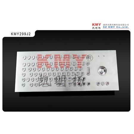 U Shape Keys Digital Signage Stainless Steel Dustproof Kiosk Metal Keyboard with Metal Trackball