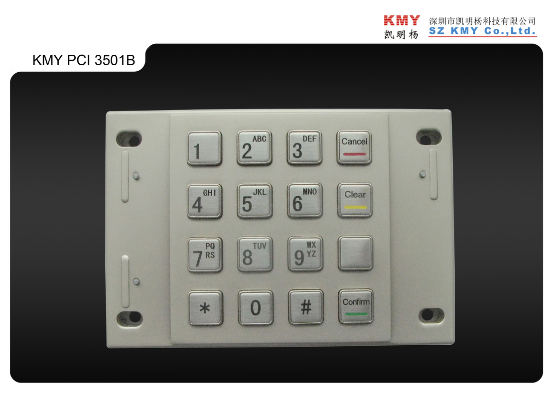PCI 4.0 16 คีย์โลหะ EPP Pin Pad 87.5x91.5mm ปุ่มกดเงินสด